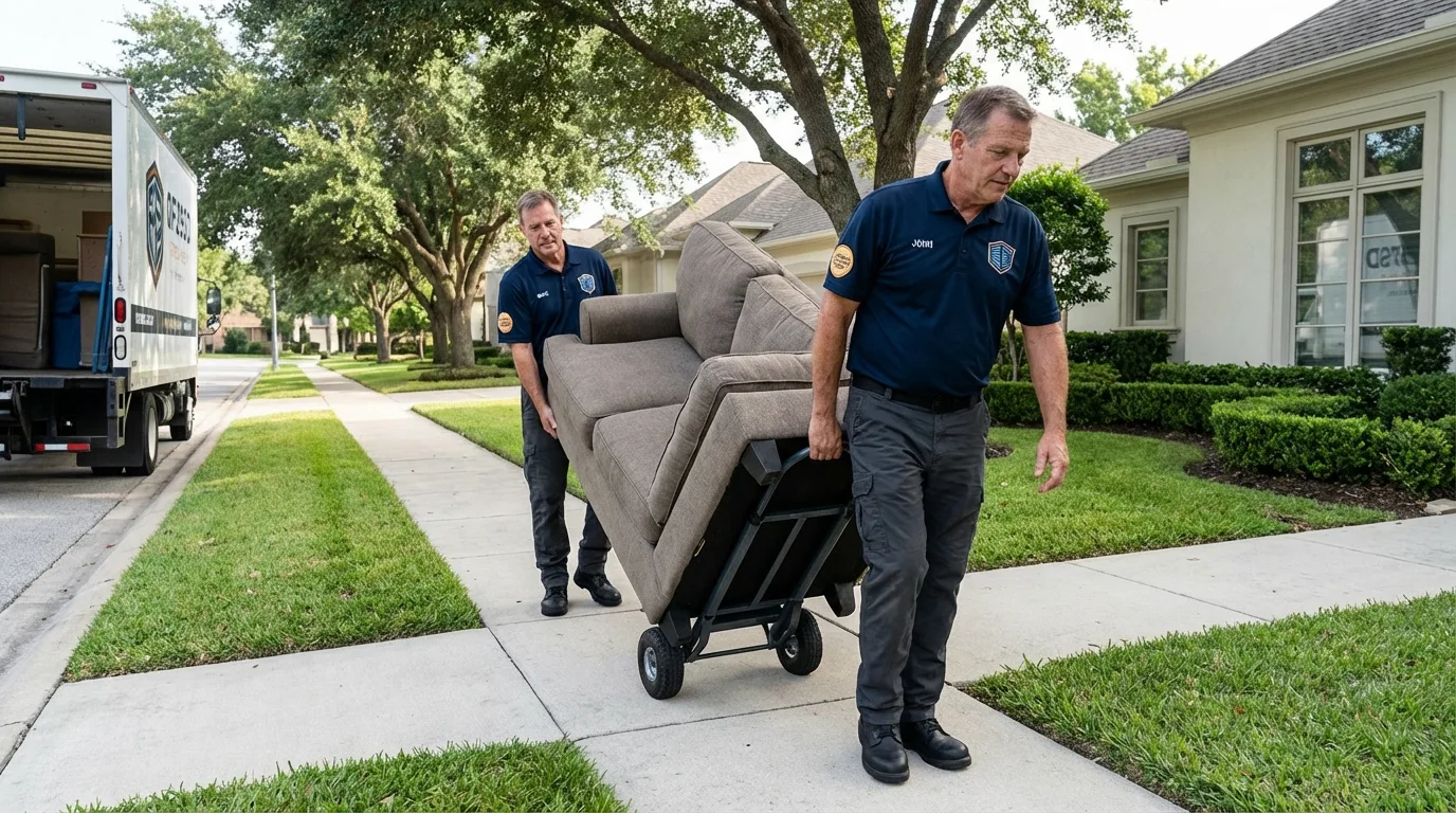 Local residential moving crew loading furniture in Pismo Beach, CA